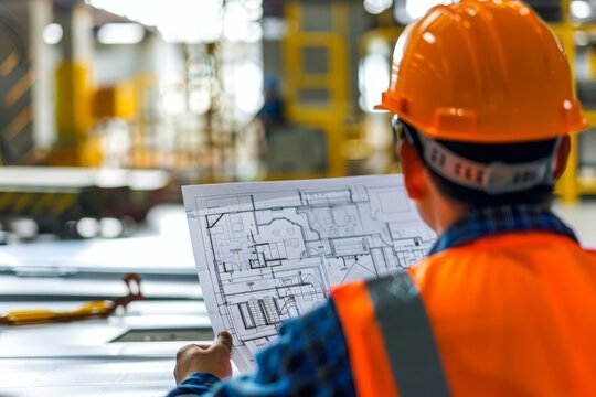 stock photo of Reviewing electrical blueprints